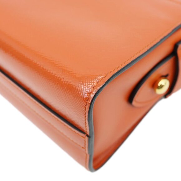 Prada  Esplanade Saffiano Vernice Leather Crossbody Bag Orange - Picture 9 of 15